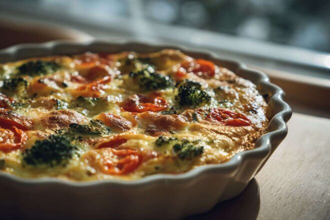 Close up de quiche sans croûte