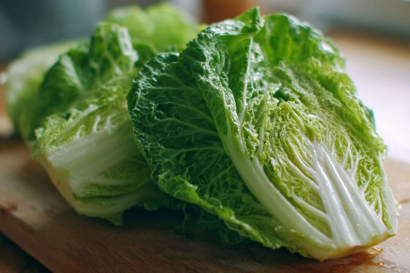Gros plan sur le chou chinois haché