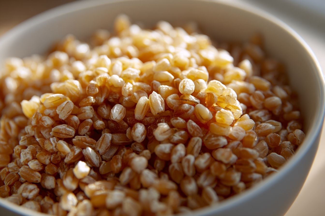 Texture éclatante des grains d orge cuits dans un bol chaleureux