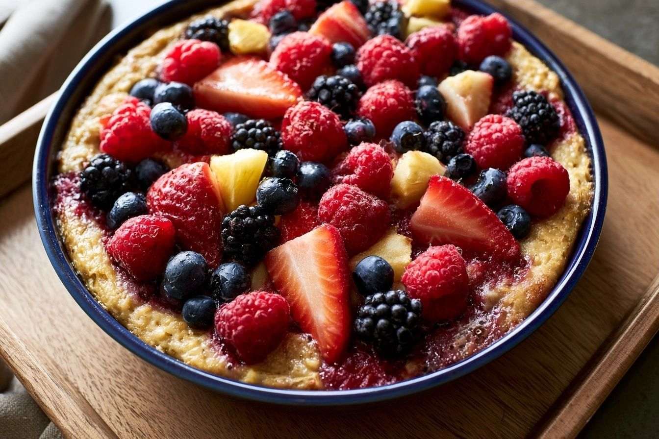 Vue aérienne d un plat de porridge cuit au four