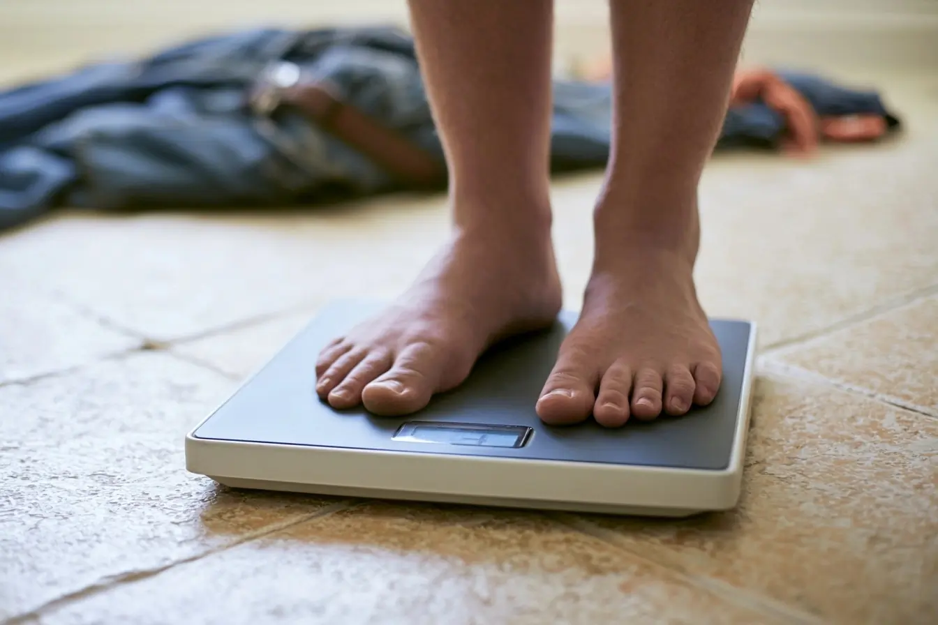 Gros plan sur un pèse-personne numerique