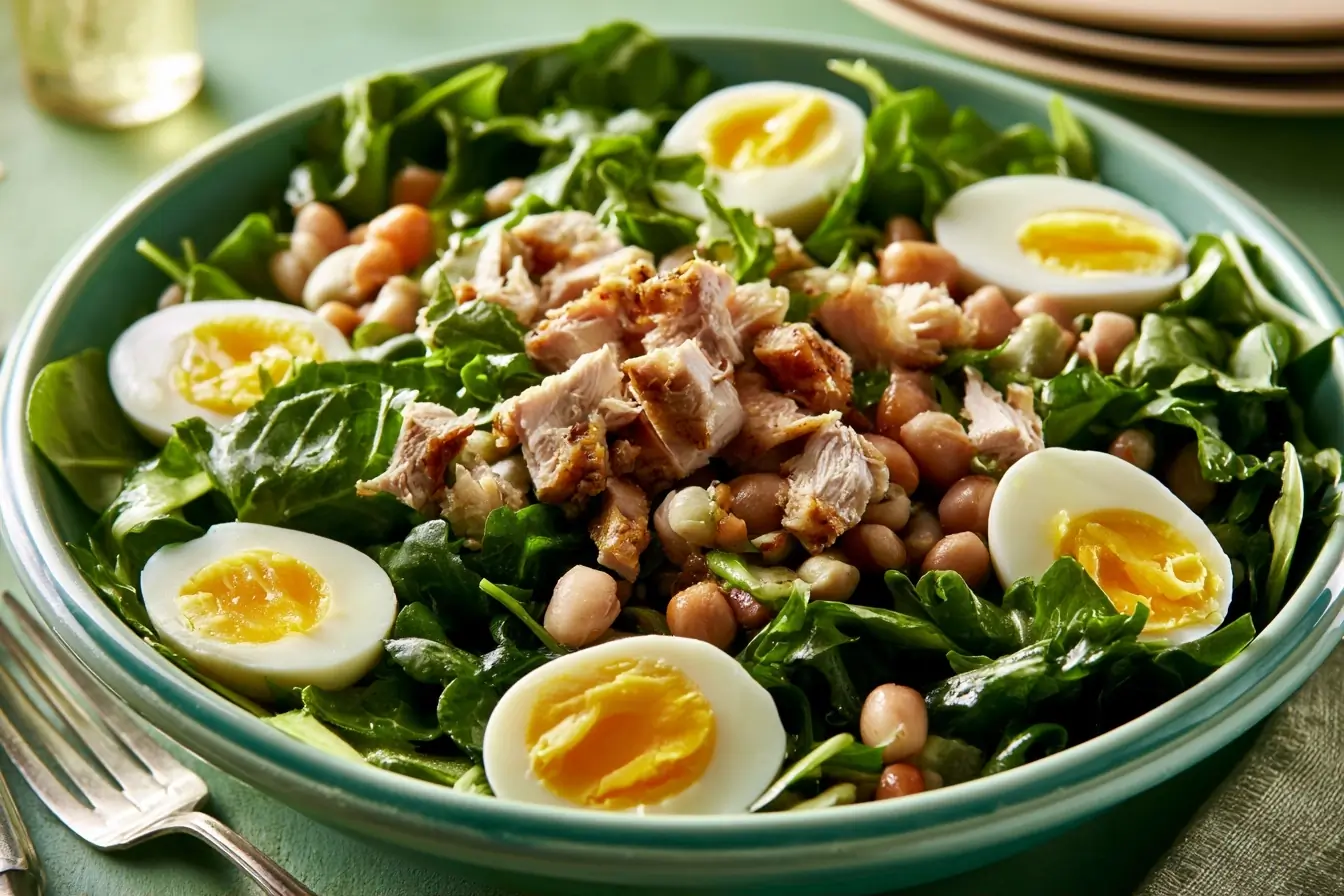 Salade composée avec œufs et légumineuses