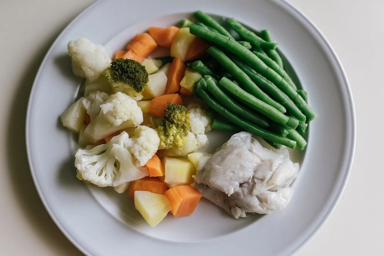 Assiette de poisson et légumes vapeur