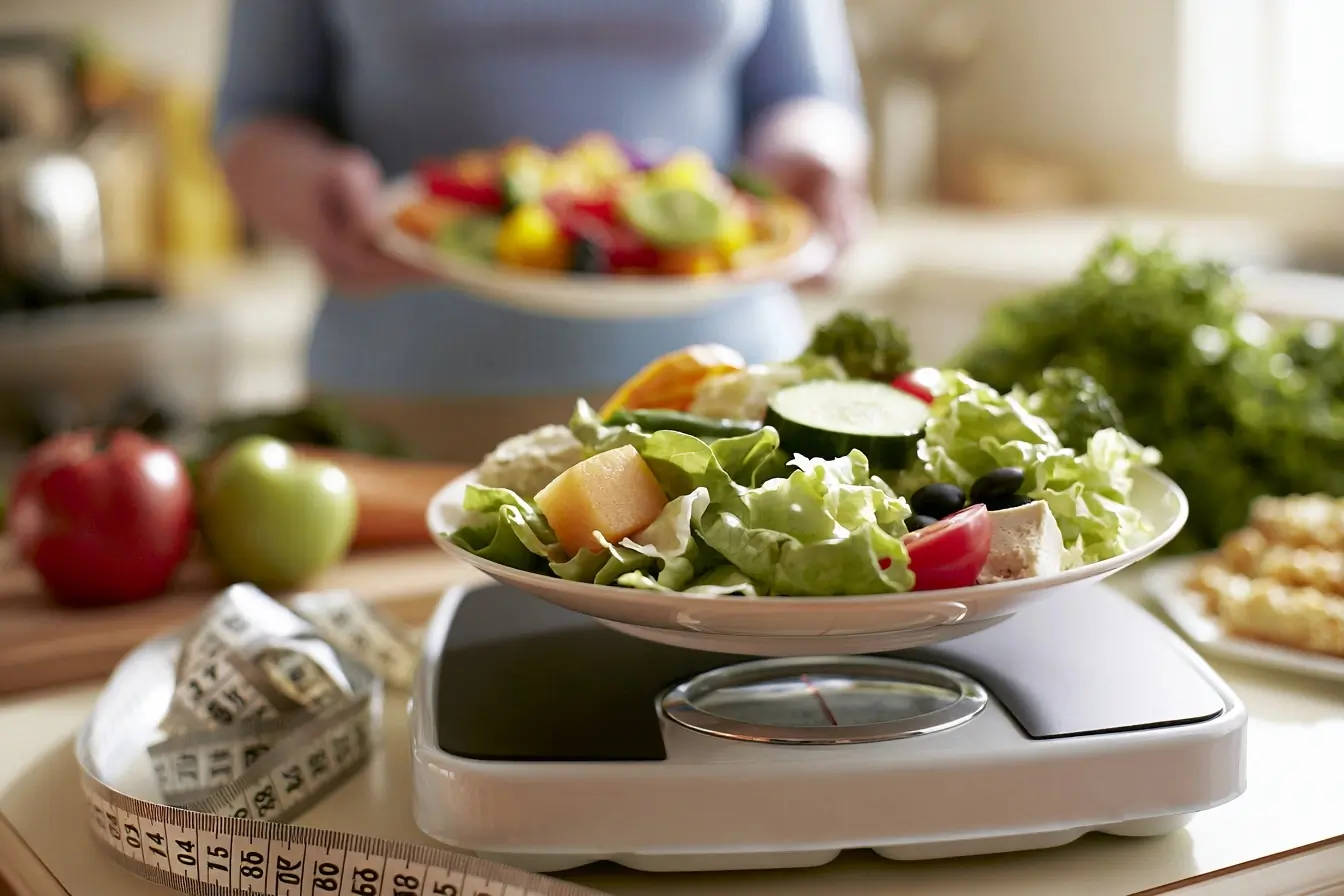 Balance et assiette équilibrée en cuisine