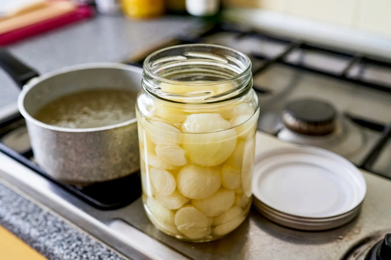 Bocal et casserole pour pickles d’oignon