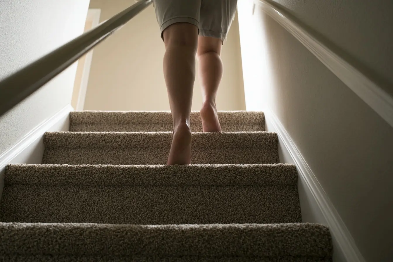 Genou sollicité dans un escalier