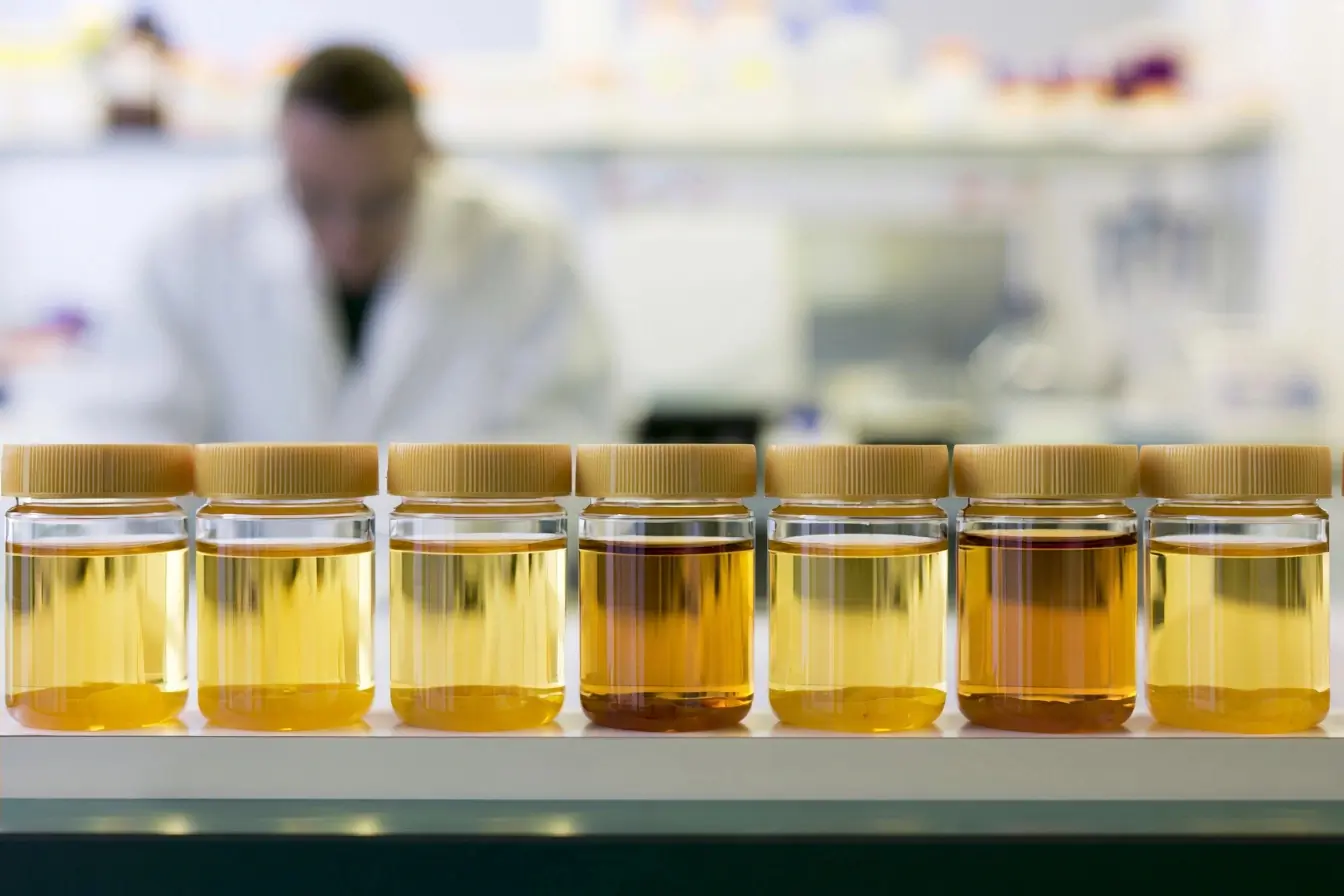 Échantillons d’urine dans un laboratoire