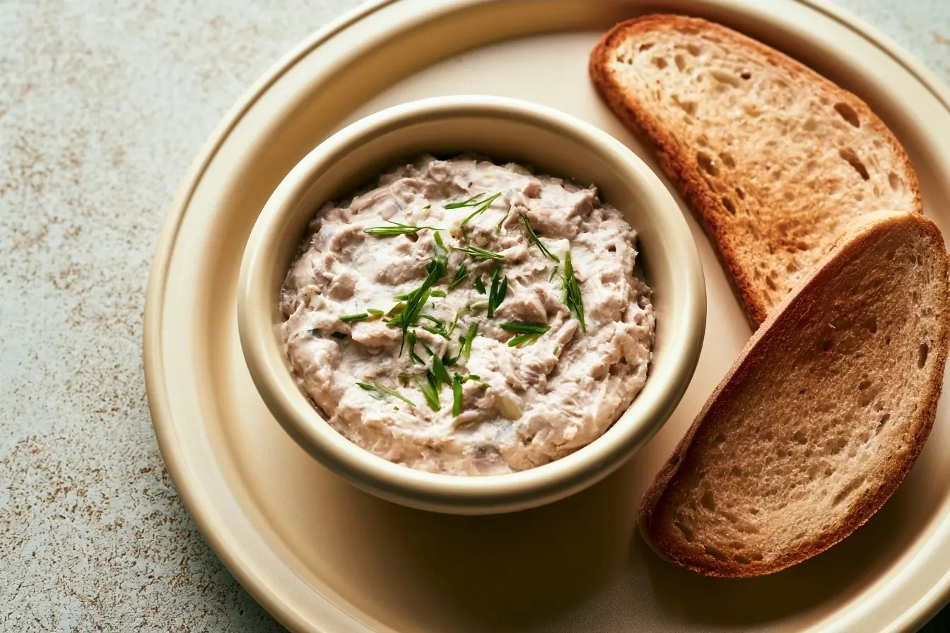 Mousse de poisson servie avec pain
