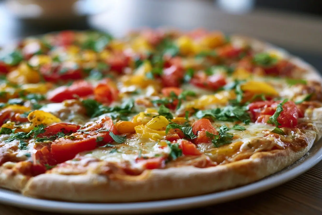 Pizza d’été servie sur une table