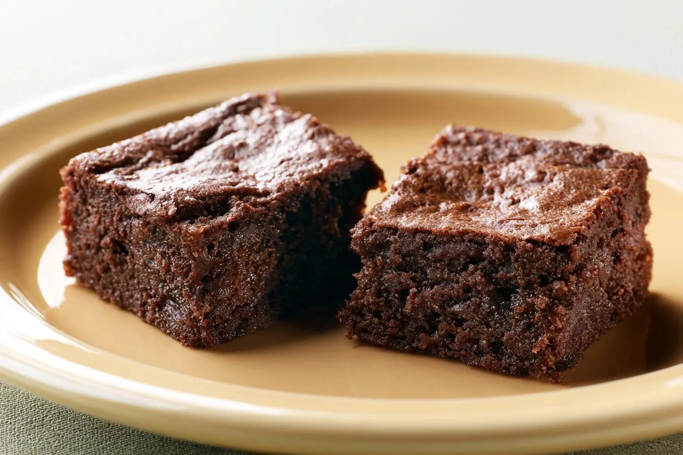 Carrés de brownie aux dattes servis