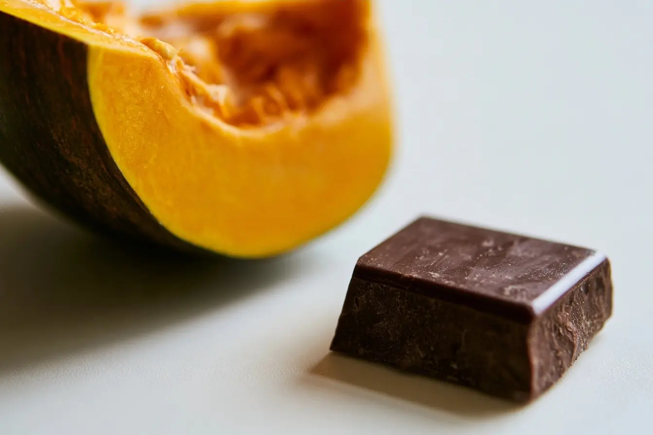 Morceau de potimarron et chocolat noir
