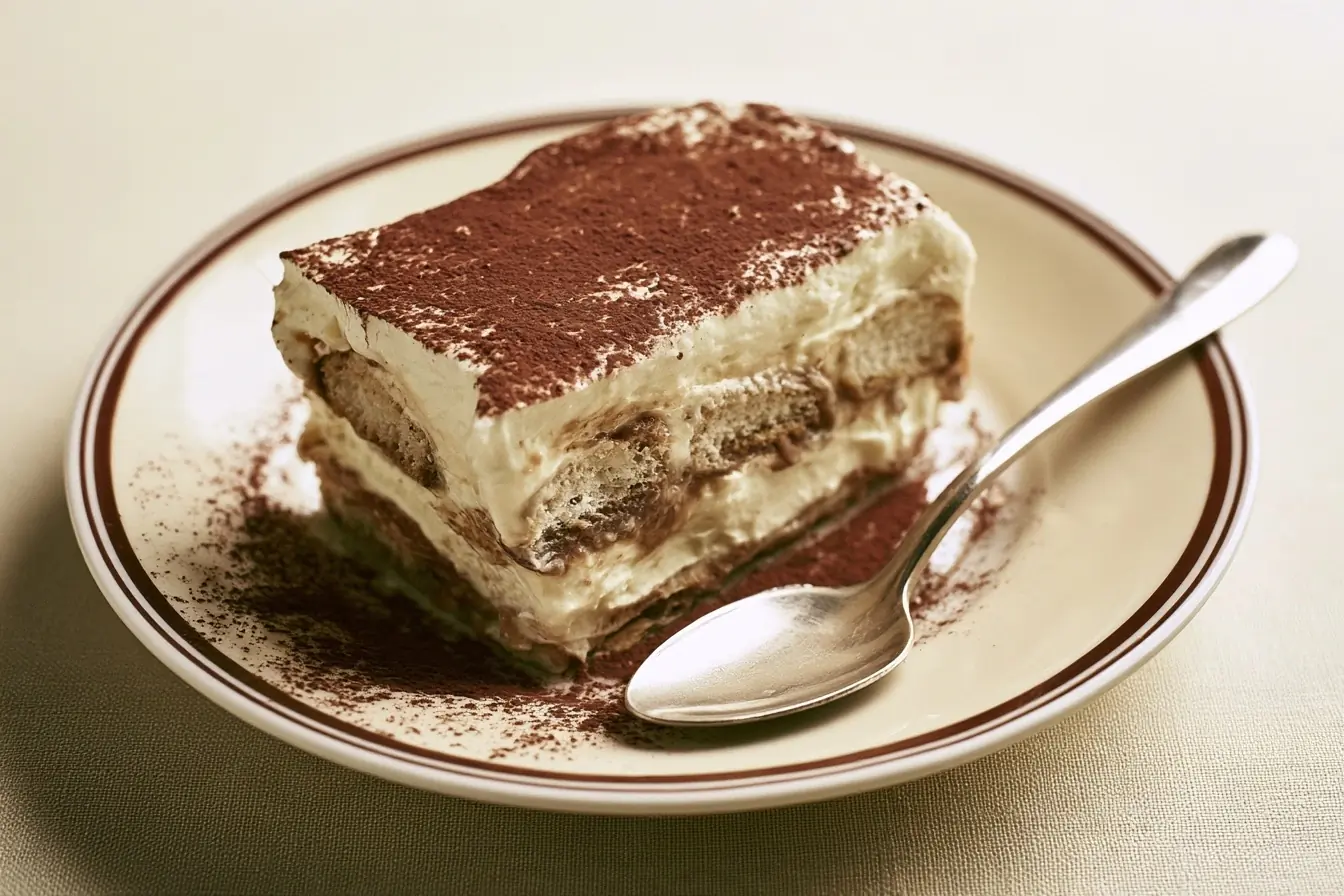Portion de tiramisu au café servie